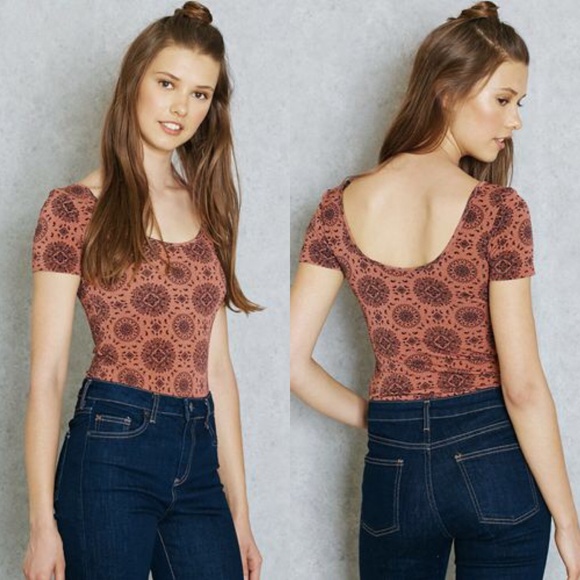 FOREVER 21 boho printed fitted body size S - Picture 1 of 5